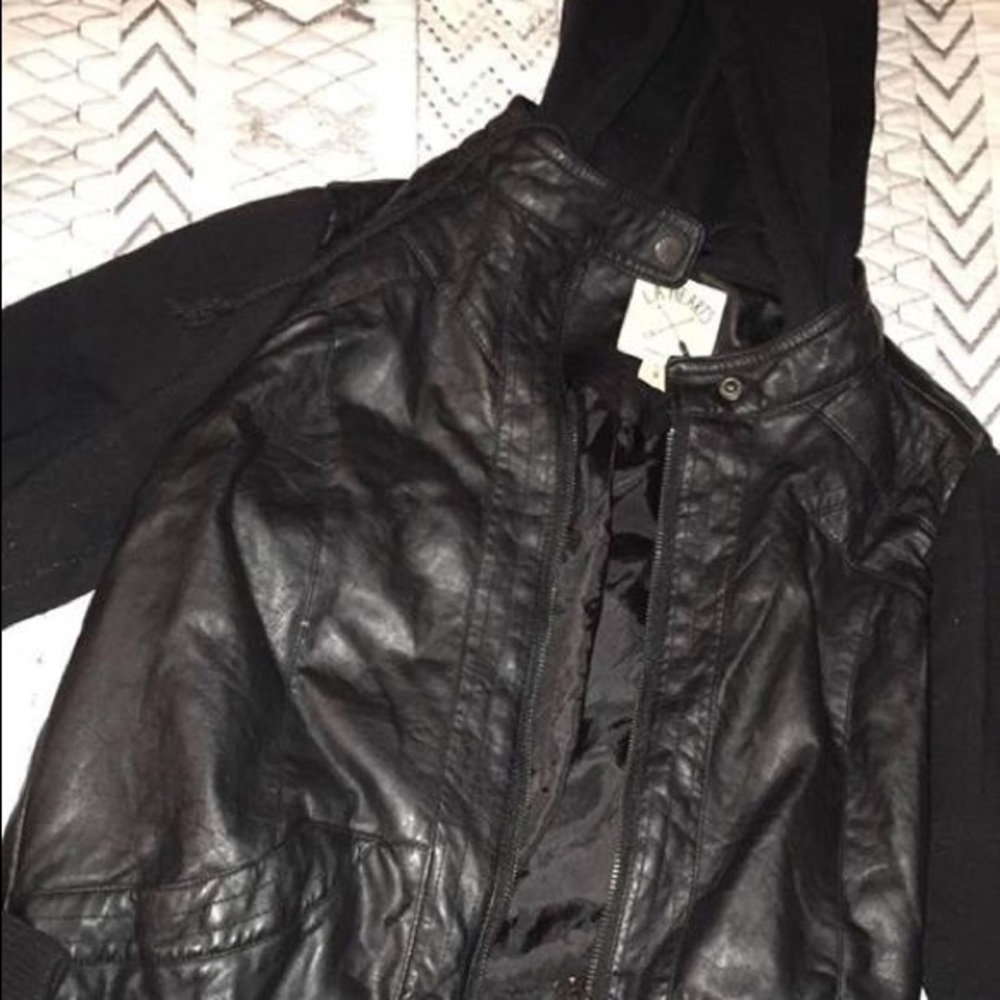 Hooded leather jacket